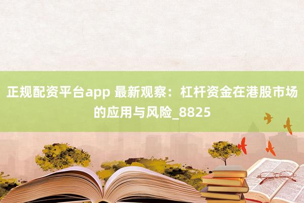 正规配资平台app 最新观察：杠杆资金在港股市场的应用与风险_8825